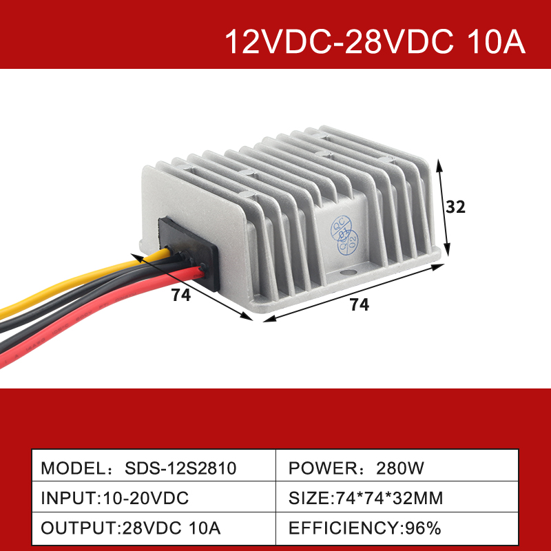 12VDC-ից 28VDC 3A-ից 40A Անջրանցիկ ոչ մեկուսացված մեկ ելքային DC-DC փոխարկիչ մեքենայի համար