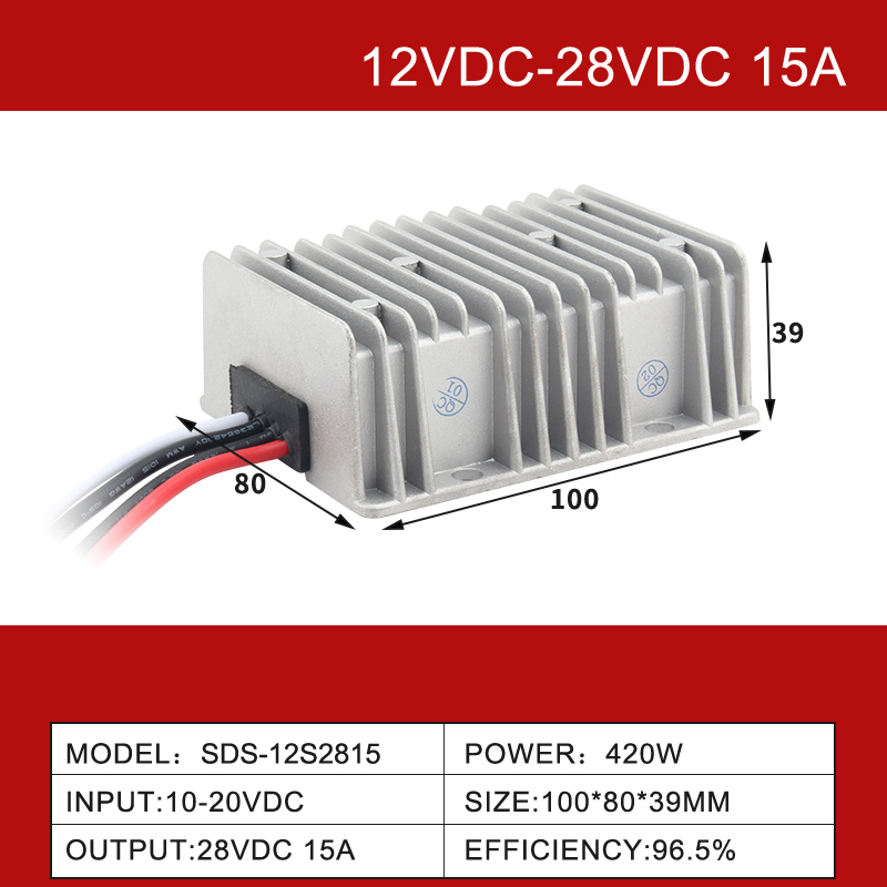 12VDC-ից 28VDC 3A-ից 40A Անջրանցիկ ոչ մեկուսացված մեկ ելքային DC-DC փոխարկիչ մեքենայի համար