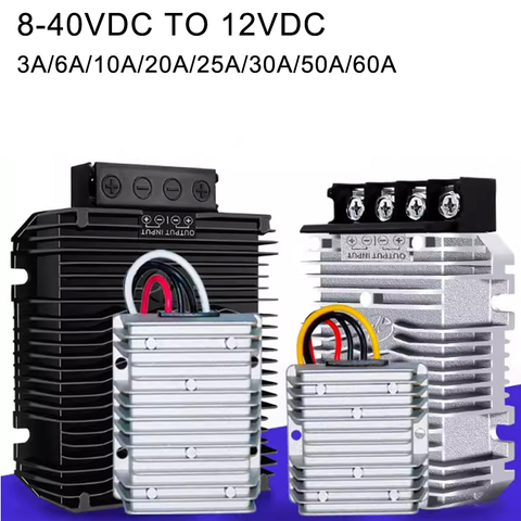 8-40V till 12V 3A till 60A enkelutg&aring;ng oisolerad DC-DC Boost Buck Car Converter