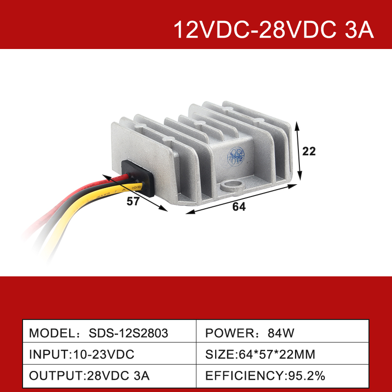12VDC-ից 28VDC 3A-ից 40A Անջրանցիկ ոչ մեկուսացված մեկ ելքային DC-DC փոխարկիչ մեքենայի համար