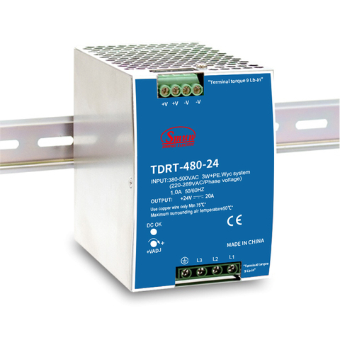 TDRT সিরিজ 480W 960W 24V/48V থ্রি ফেজ SMPS ইন্ডাস্ট্রিয়াল PSU দিন রেল পাওয়ার সাপ্লাই পিএফসি ফাংশন সহ